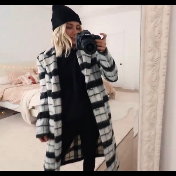 Plaid Shacket Long Black White - Picture 5 of 7